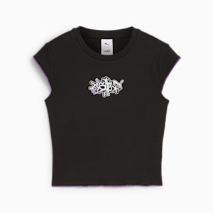 PUMA x X-GIRL Women's Ribbed Slim Fit T-shirt, PUMA Black, extralarge-IND