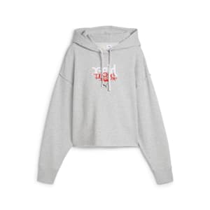 ウィメンズ PUMA x X-girl グラフィック フーディ, Light Gray Heather, extralarge-JPN