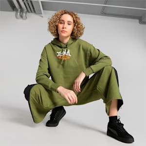 PUMA x X-GIRL Women's Hoodie, Olive Green, extralarge-IND
