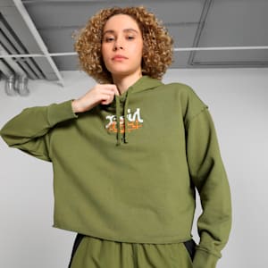 PUMA x X-GIRL Women's Hoodie, Olive Green, extralarge-IND