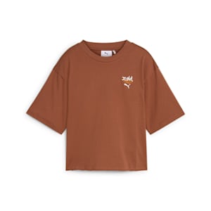 ウィメンズ PUMA x X-girl グラフィック 半袖 Tシャツ, Brown Mushroom, extralarge-JPN