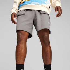 SHOWTIME Men's Basketball Terry Shorts, Stormy Slate, extralarge