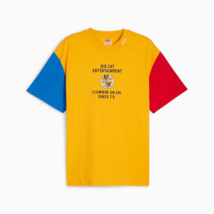 Clown On Em Men's Basketball T-shirt, Yellow Sizzle-Electric Blue Lemonade-For All Time Red, extralarge-IND