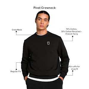 Pivot Men's Basketball Men's Crew-Neck Sweatshirt, PUMA Black, extralarge-IND