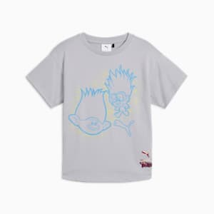 PUMA x TROLLS Little Kids' Graphic Tee, Gray Fog, extralarge