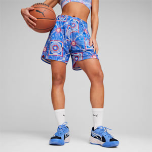 Superstition Mesh Women's Basketball Shorts, Garnet Rose-AOP, extralarge-IND