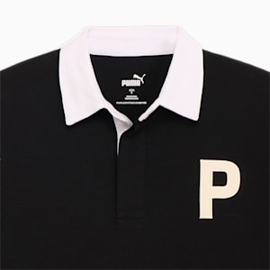 メンズ ゴルフ Pロゴミニワッフル ストレッチ ポロシャツ 長袖, PUMA Black, extralarge-JPN
