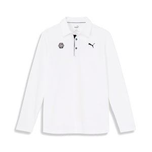 メンズ ゴルフ ストレッチ ベーシック ワッペン ポロシャツ 長袖, White Glow, extralarge-JPN