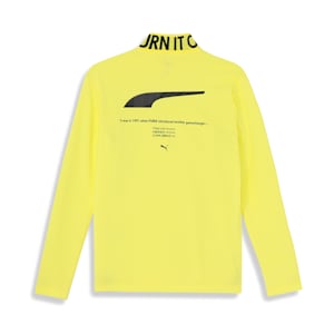 メンズ ゴルフ ストレッチ スローガン ロゴ モックネック シャツ 長袖, Yellow Burst, extralarge-JPN