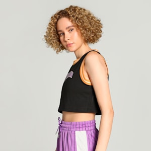 TEAM Women's Graphic Crop Top, PUMA Black, extralarge-IND