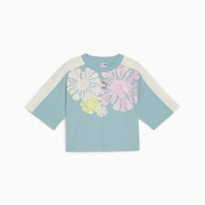 キッズ ガールズ T7 SNFLR グラフィック 半袖 Tシャツ 128-164cm, Turquoise Surf, extralarge-JPN