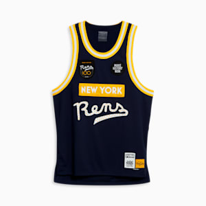 Jersey de básquetbol PUMA x BLACK FIVES Rens 100 Hombre, PUMA Navy-Yellow Sizzle, extralarge