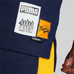 PUMA x BLACK FIVES Rens 100 Men's Basketball Jersey, PUMA Navy-Yellow Sizzle, extralarge