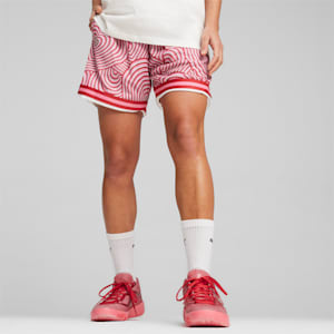 Game Love Big Heart Women's Basketball Shorts, Club Red-AOP, extralarge-IND