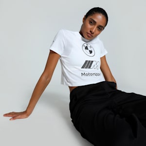 BMW MMS Vintage Logo Women's Slim Fit T-shirt, PUMA White, extralarge-IND