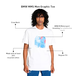 BMW M Motorsport Men's Graphic T-shirt, PUMA White, extralarge-IND