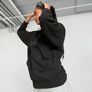 CLASSICS Shiny Logo Women's Hoodie, PUMA Black, extralarge-IND