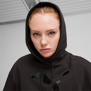 Sudadera con capucha para mujer CLASSICS Shiny Logo, PUMA Black, extralarge