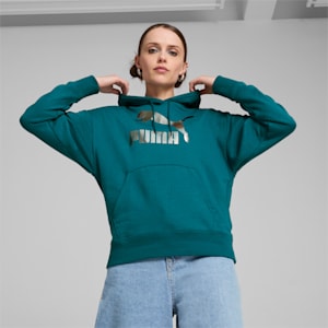 CLASSICS Shiny Logo Women's Hoodie, Cold Green, extralarge