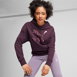 Sudadera con capucha para mujer CLASSICS Shiny Logo, Midnight Plum, extralarge