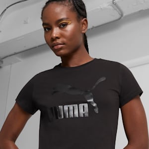 CLASSICS Shiny Logo Women's Tee, PUMA Black, extralarge