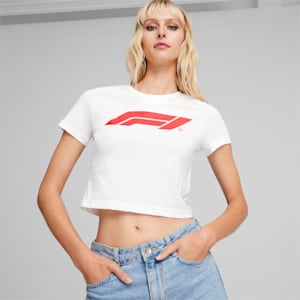 F1 Motorsport Women's Slim Fit Crop T-shirt, PUMA White, extralarge-IND