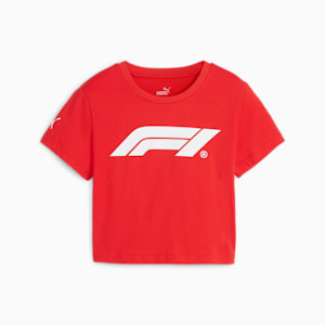 F1 Motorsport Women's Slim Fit Crop T-shirt, Pop Red, extralarge-IND