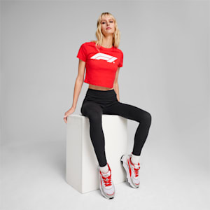 F1 Motorsport Women's Slim Fit Crop T-shirt, Pop Red, extralarge-IND