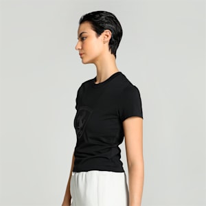 Scuderia Ferrari Women's Slim Fit Babydoll T-shirt, PUMA Black, extralarge-IND