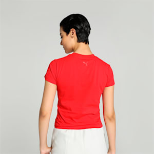 Scuderia Ferrari Women's Slim Fit Babydoll T-shirt, Rosso Corsa, extralarge-IND
