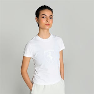 Scuderia Ferrari Women's Slim Fit Babydoll T-shirt, PUMA White, extralarge-IND