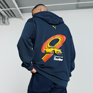 Porsche Legacy 911 Graphic Men's Relaxed Fit Motorsport Hoodie, Club Navy, extralarge-IND