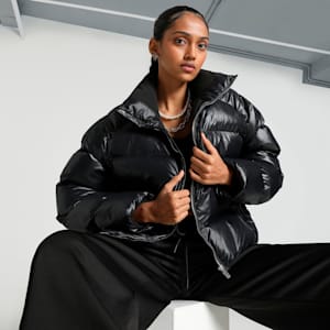 Shiny Puffer Women's Relaxed Fit Jacket, PUMA Black, extralarge-IND