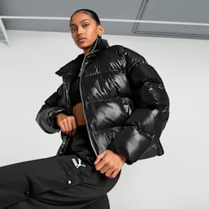 Shiny Puffer Women's Relaxed Fit Jacket, PUMA Black, extralarge-IND