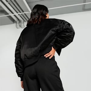 Satin Bomber Women's Relaxed Fit Jacket, PUMA Black, extralarge-IND