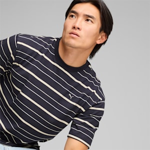 MMQ Men's Striped Tee, New Navy, extralarge