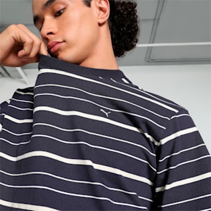 MMQ Striped Men's Relaxed Fit Tee, New Navy, extralarge-IND