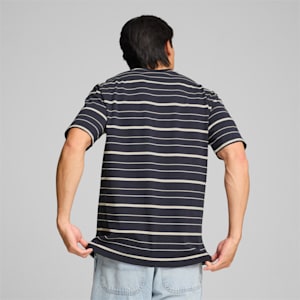 Remera rayada MMQ para hombre, New Navy, extralarge