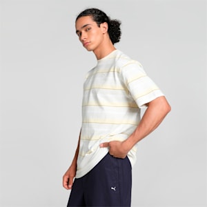 MMQ Striped Men's Relaxed Fit Tee, Alpine Snow, extralarge-IND