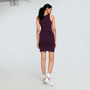 CLASSICS Women's Slim Fit Ribbed Dress, Midnight Plum, extralarge-IND