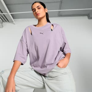 DARE TO Women's Oversized Cut-Out Tee, Pale Plum, extralarge-IND