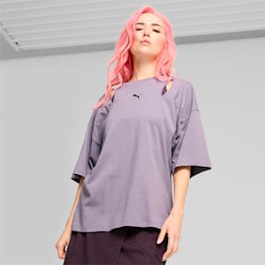 DARE TO Women's Oversized Cut-Out Tee, Pale Plum, extralarge