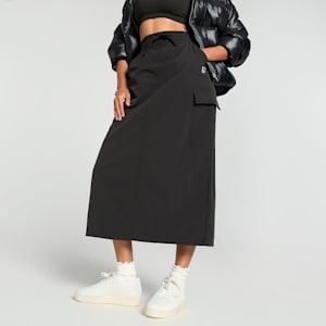 DOWNTOWN Women's Cargo Midi Skirt, PUMA Black, extralarge-IND