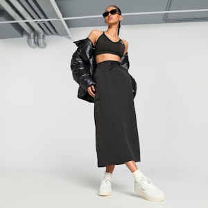 DOWNTOWN Women's Cargo Midi Skirt, PUMA Black, extralarge-IND