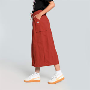 DOWNTOWN Women's Cargo Midi Skirt, Mars Red, extralarge-IND