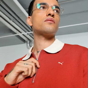 MMQ Men's Relaxed Fit Quarter-Zip Top, Mars Red, extralarge-IND