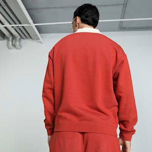 MMQ Men's Relaxed Fit Quarter-Zip Top, Mars Red, extralarge-IND