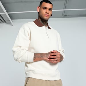 MMQ Men's Relaxed Fit Quarter-Zip Top, Alpine Snow, extralarge-IND