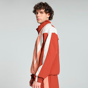 CLUB DE COURSE Unisex Relaxed Fit Track Jacket, Deeva Peach-Mars Red, extralarge-IND