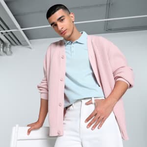 MMQ Men's Relaxed Fit Cardigan, Mauve Mist, extralarge-IND